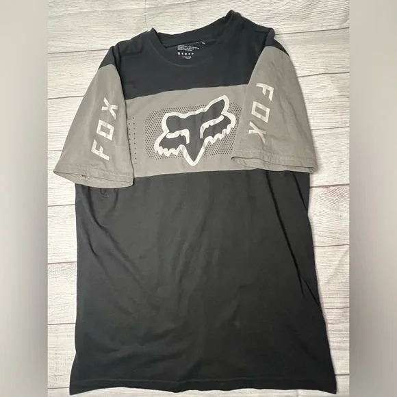 Fox Racing Men’s T-Shirt Size Large Black Gray Logo Moto Ventilated - Picture 1 of 3